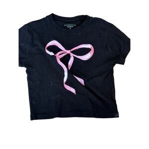 (S) $35 BIOWORLD Black Shirt with pink bow tee